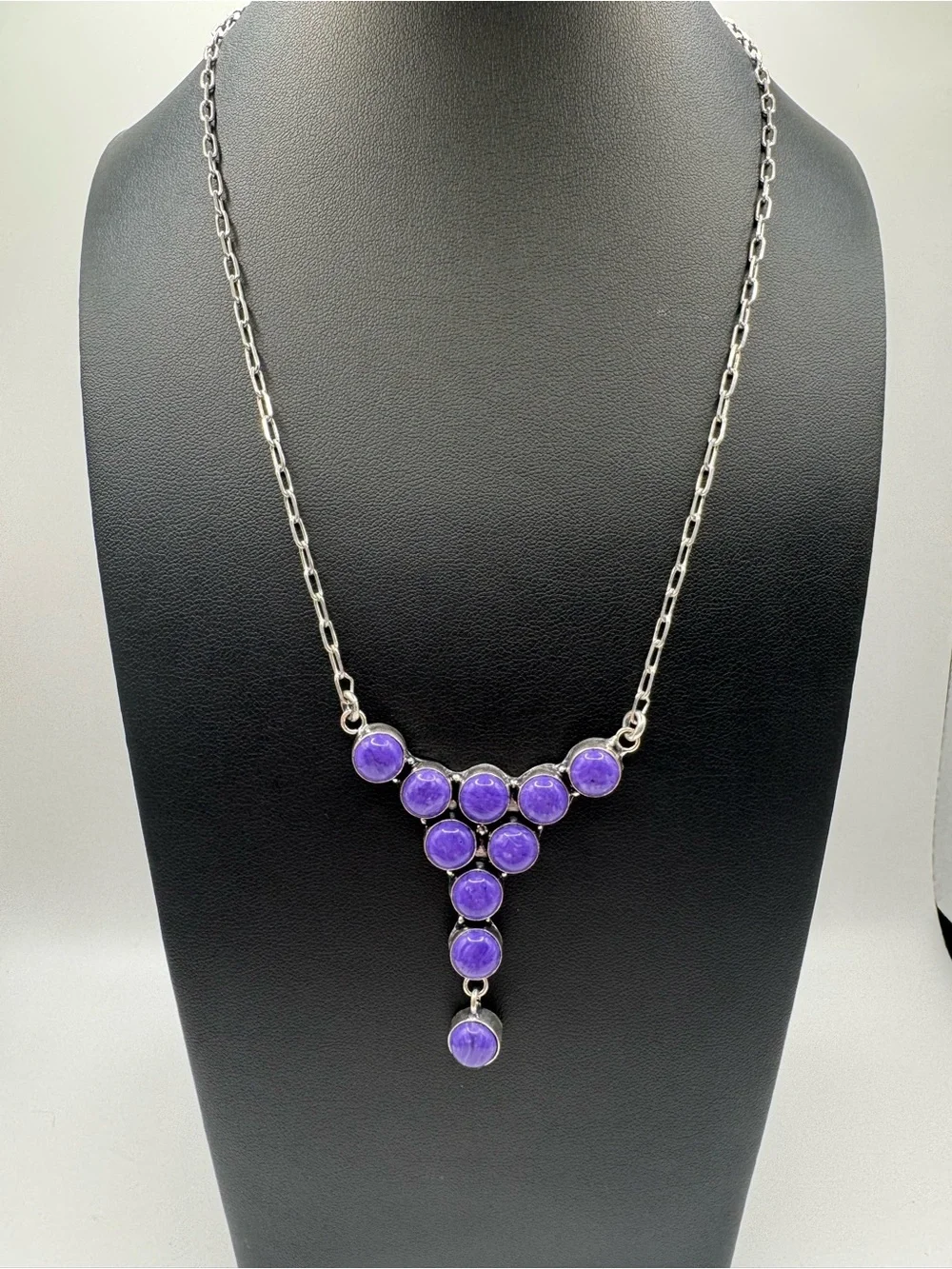 Purple Charorite Multi-Cabochon Bib Necklace